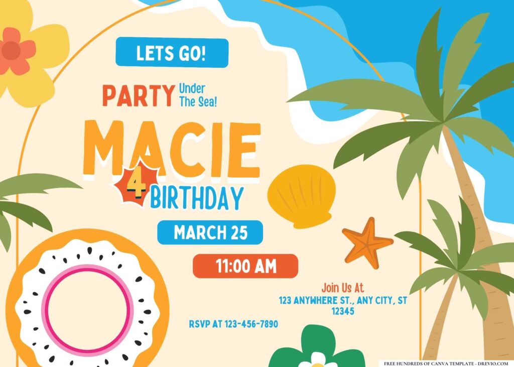 FREE Editable Summer Luau Birthday Invitation