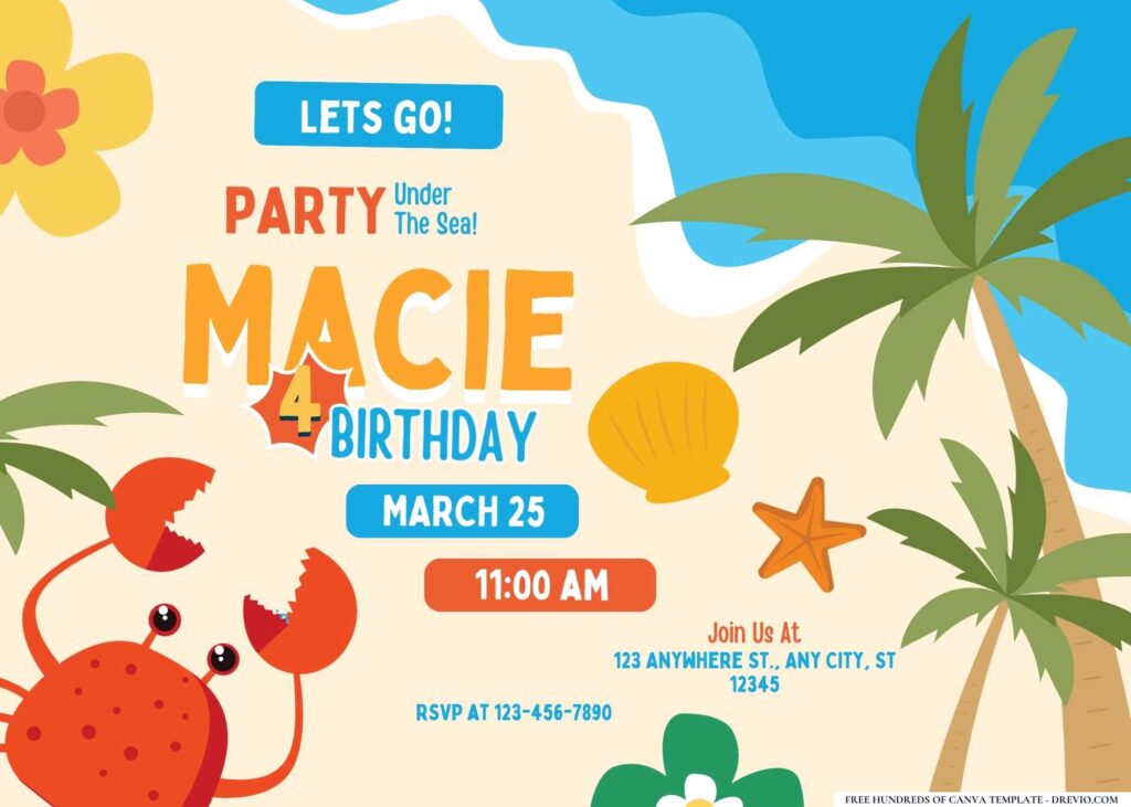 FREE Editable Summer Luau Birthday Invitation