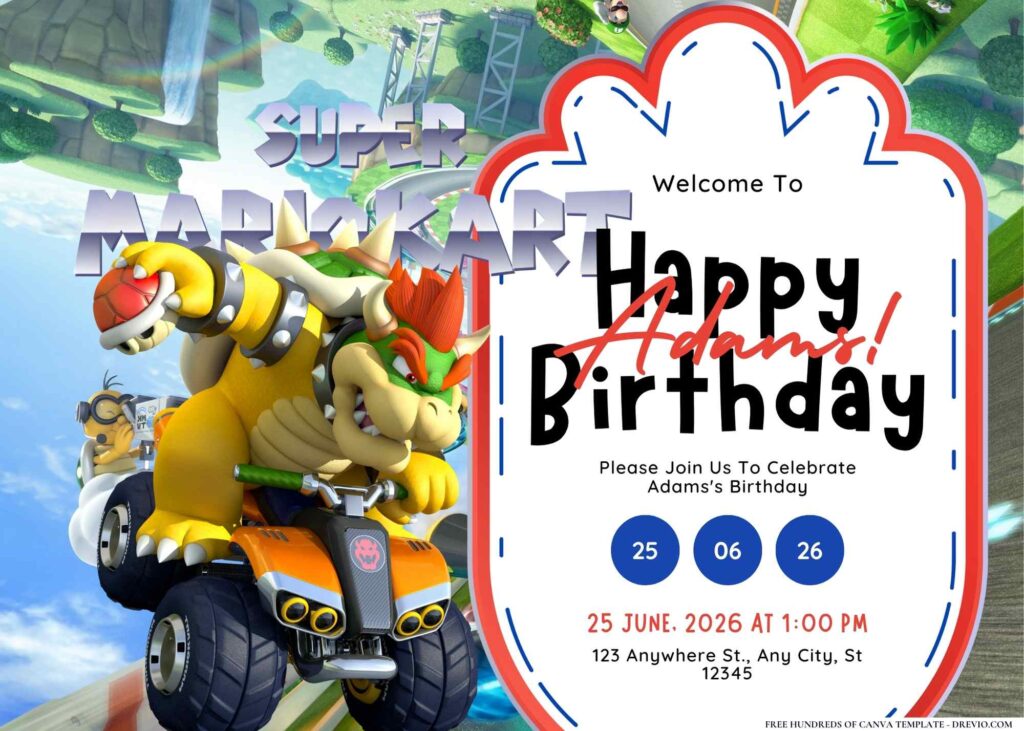 Free Super Mario Kart Birthday Invitation