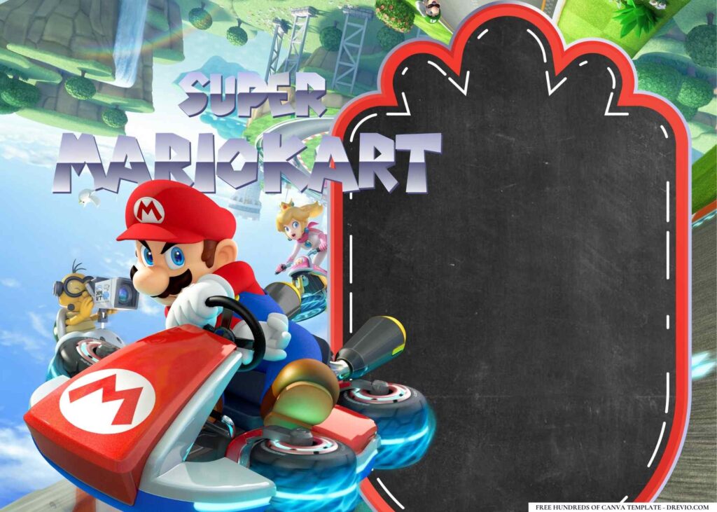 FREE Super Mario Kart Birthday Canva Templates 4