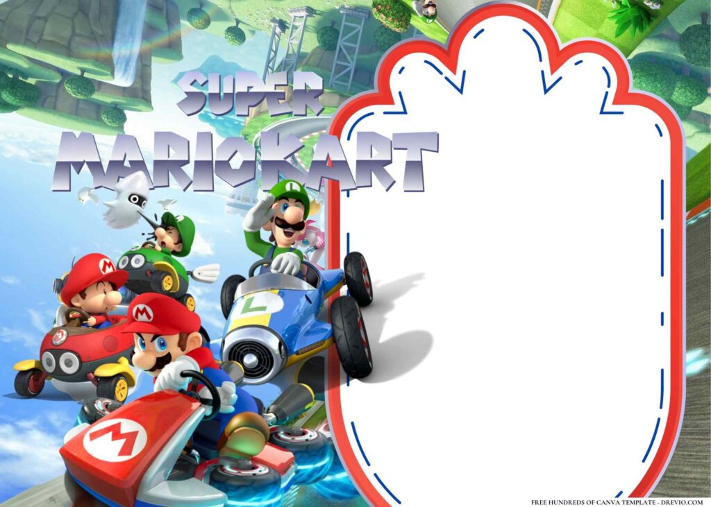 FREE Super Mario Kart Birthday Canva Templates 6