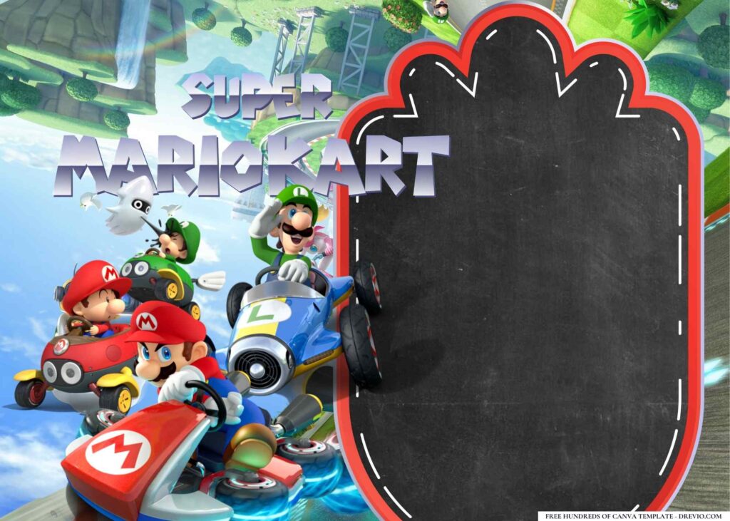 FREE Super Mario Kart Birthday Canva Templates 8