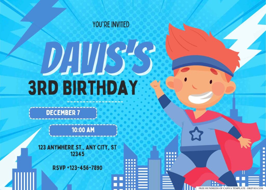 FREE Editable Superhero Party Birthday Invitation