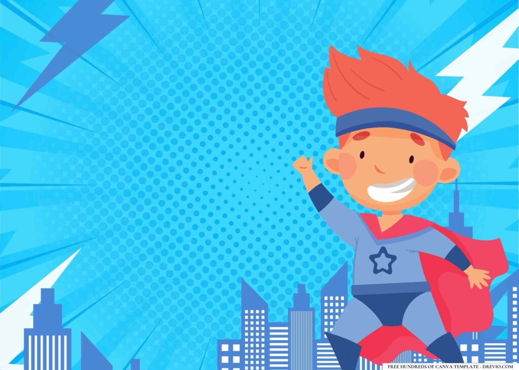 FREE Superhero party Birthday Canva Templates 6