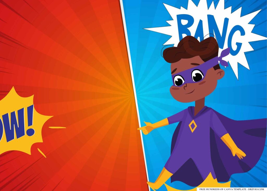 FREE Superheroes Birthday Canva Templates 4