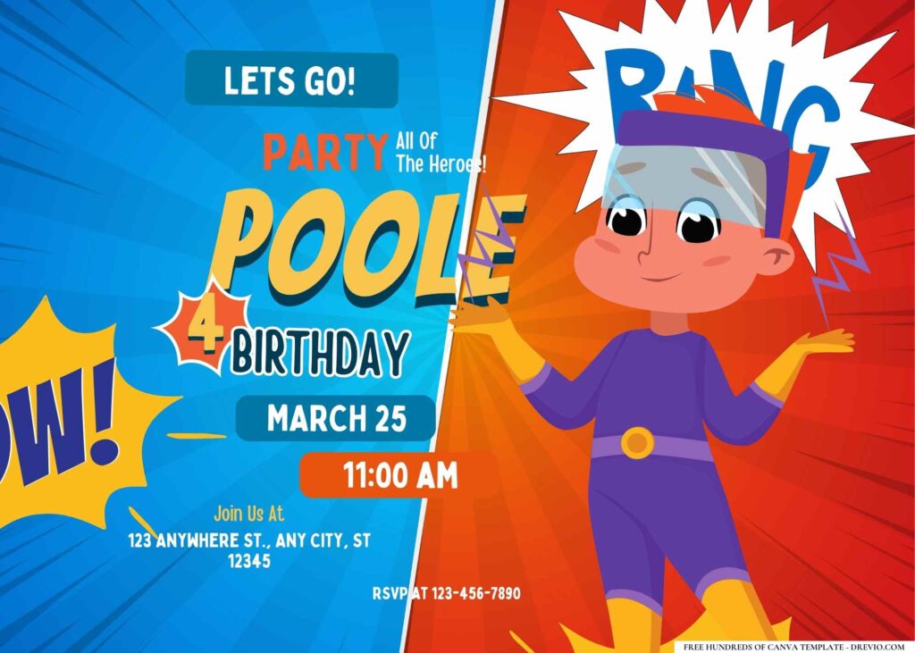 FREE Editable Superheroes Birthday Invitation