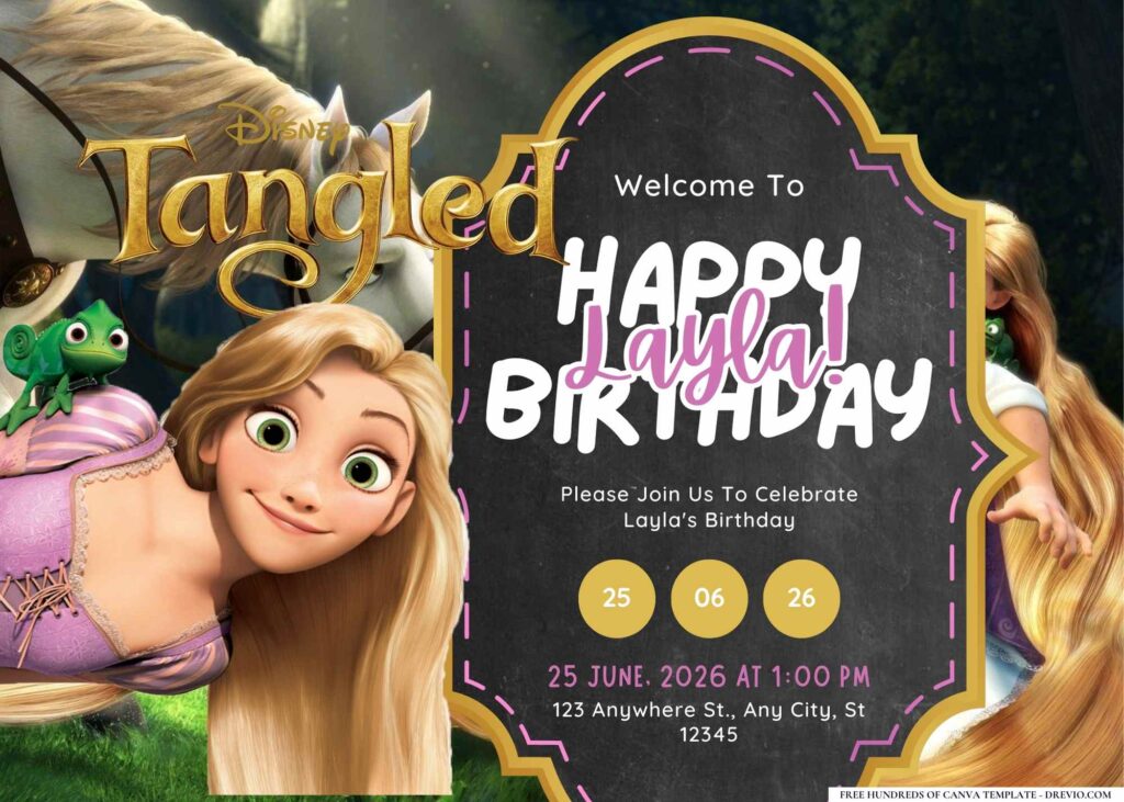 FREE Editable Tangled Birthday Invitation