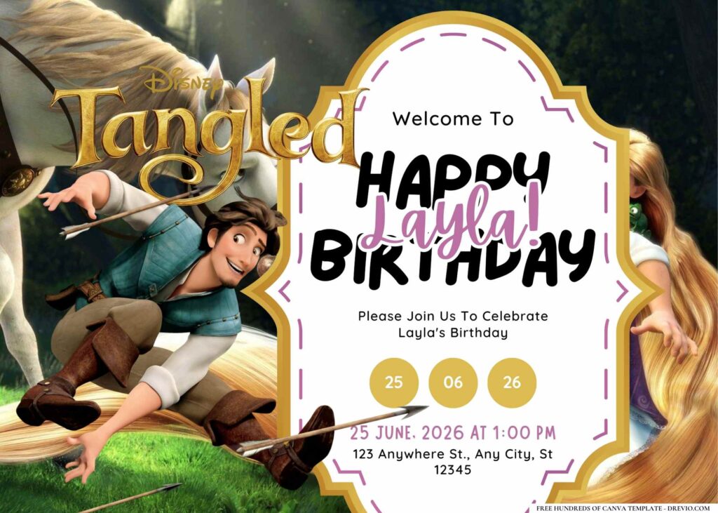 FREE Editable Tangled Birthday Invitation