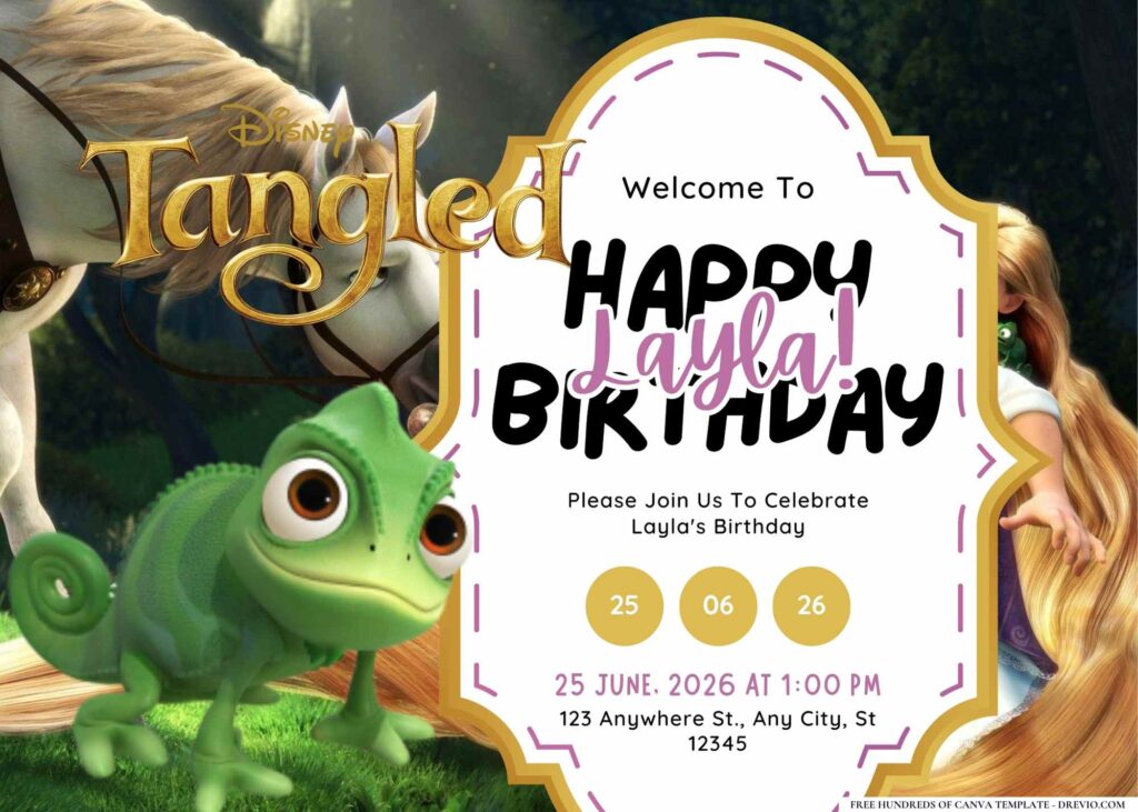 FREE Editable Tangled Birthday Invitation