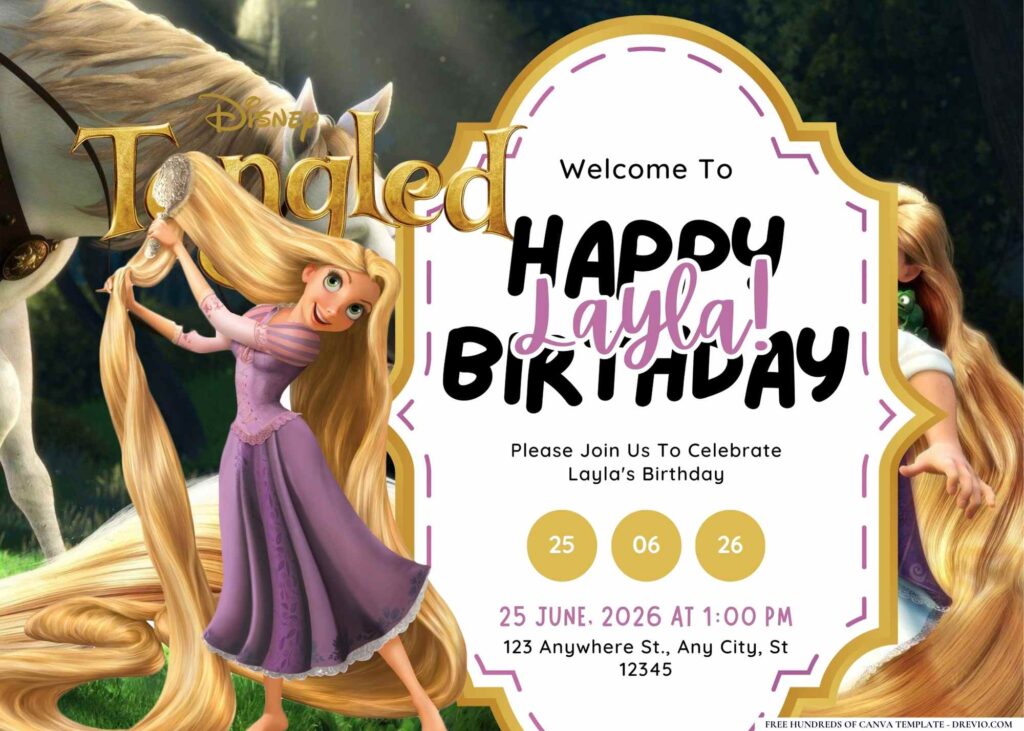 FREE Editable Tangled Birthday Invitation