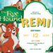 FREE Editable The Fox and the Hound Birthday Invitation