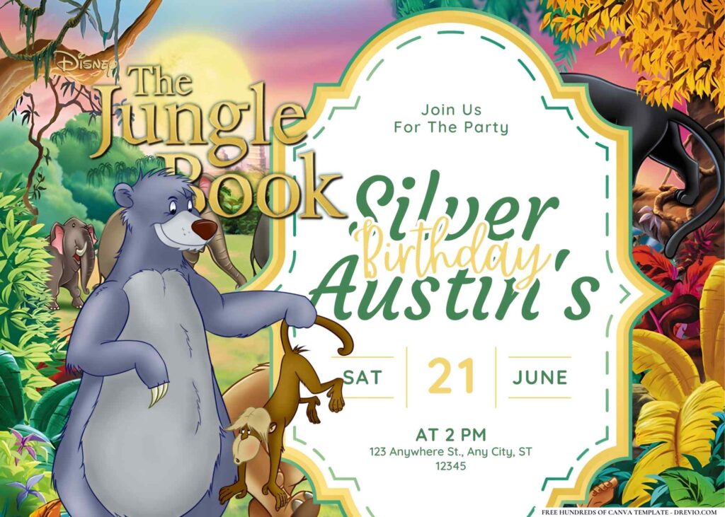 FREE Editable The Jungle Book Birthday Invitation
