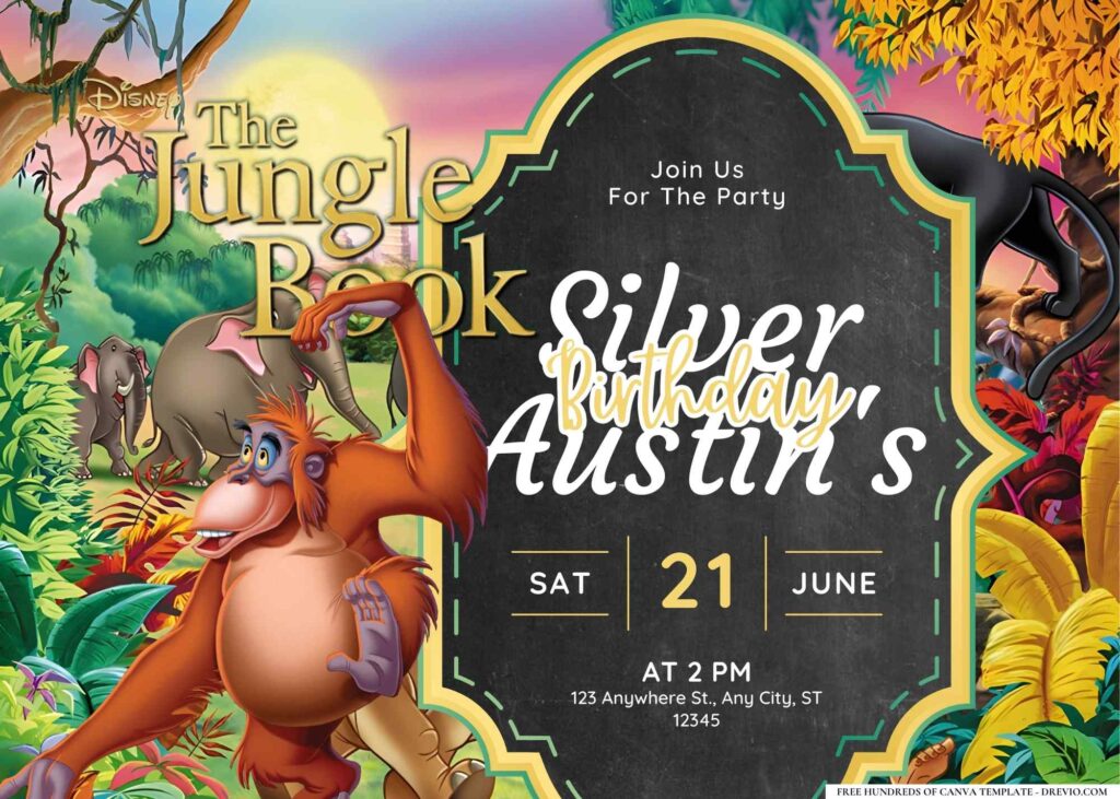 FREE Editable The Jungle Book Birthday Invitation
