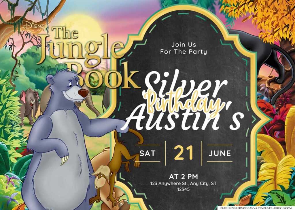 FREE Editable The Jungle Book Birthday Invitation