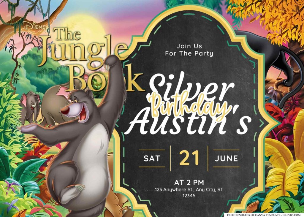 FREE Editable The Jungle Book Birthday Invitation