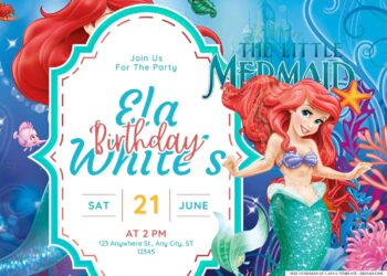 FREE Editable The Little Mermaid Birthday Invitation Templates