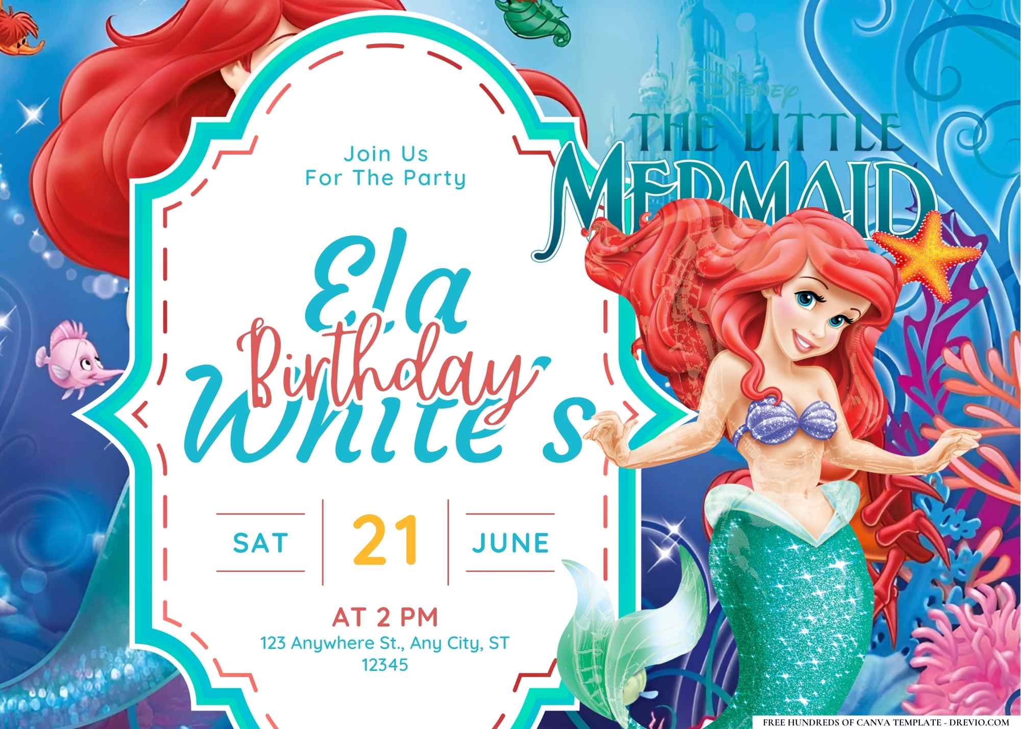 18+ Little Mermaid Invitations | Free Canva Templates 2026