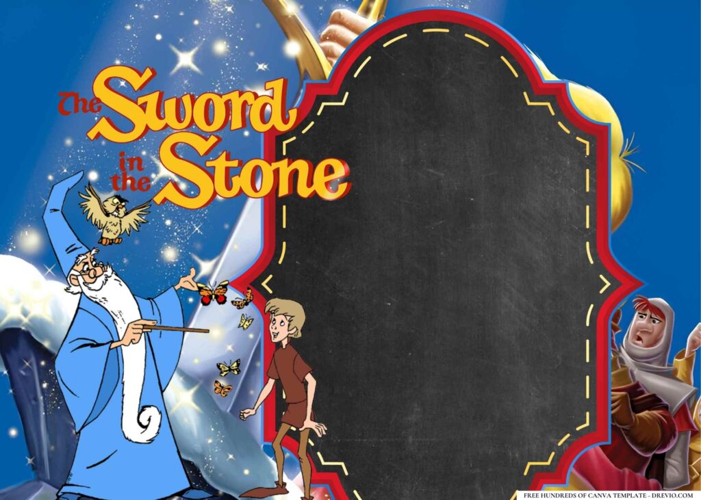 FREE The Sword in the Stone Birthday Canva Templates 16