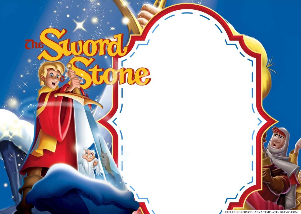 FREE The Sword in the Stone Birthday Canva Templates 2