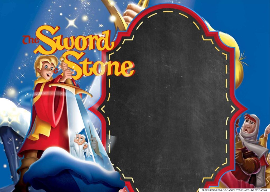 FREE The Sword in the Stone Birthday Canva Templates 4