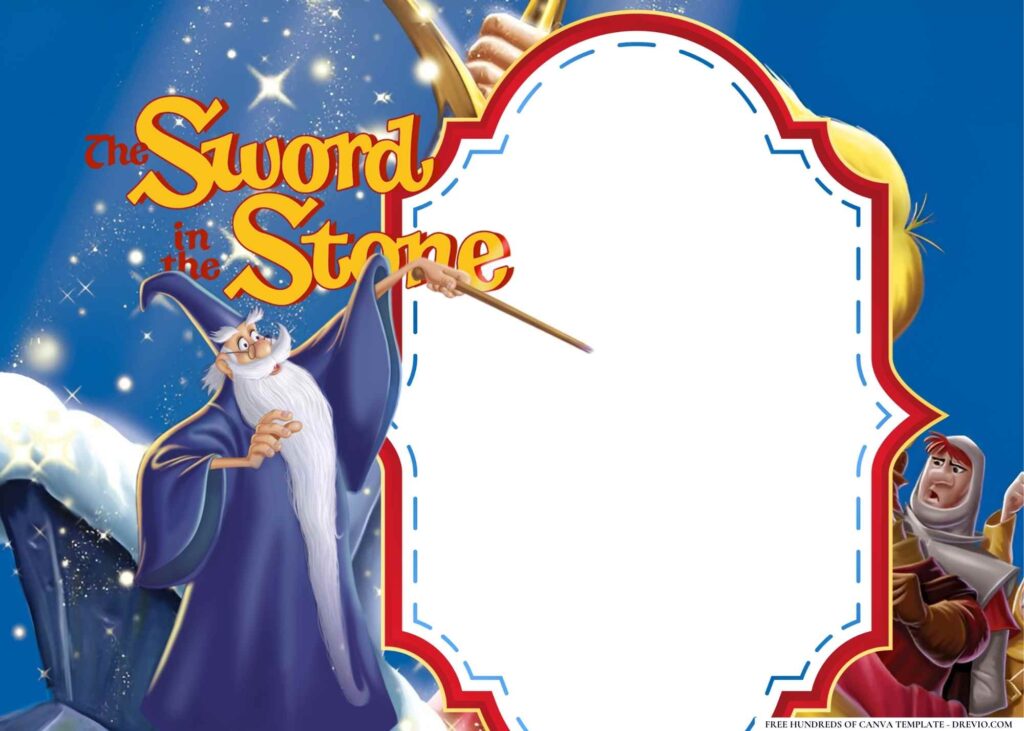 FREE The Sword in the Stone Birthday Canva Templates 6