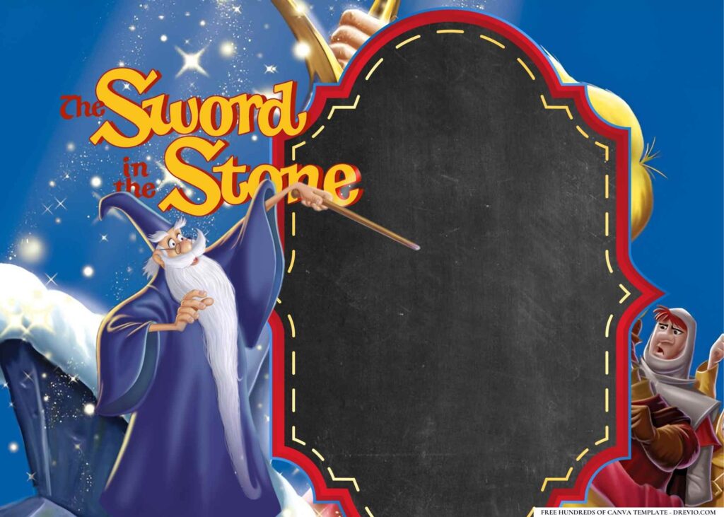FREE The Sword in the Stone Birthday Canva Templates 8