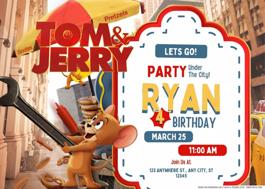 FREE Editable Tom & Jerry Birthday Invitation