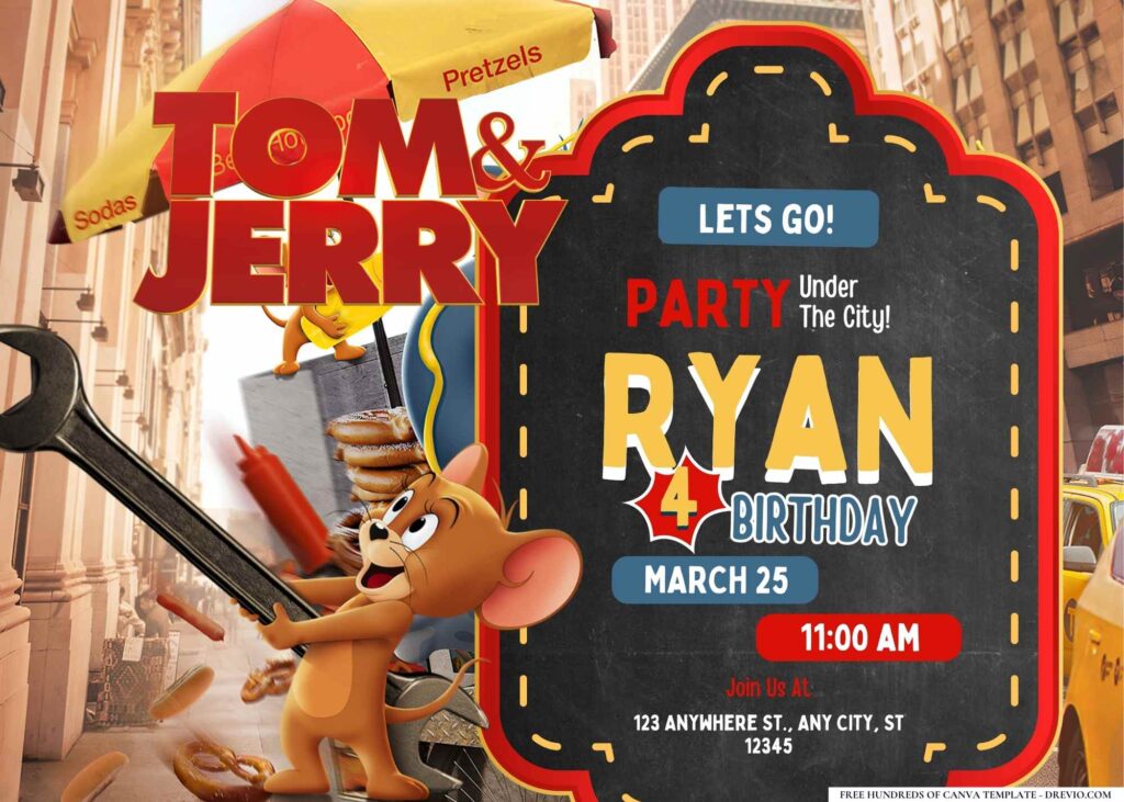 FREE Editable Tom & Jerry Birthday Invitation