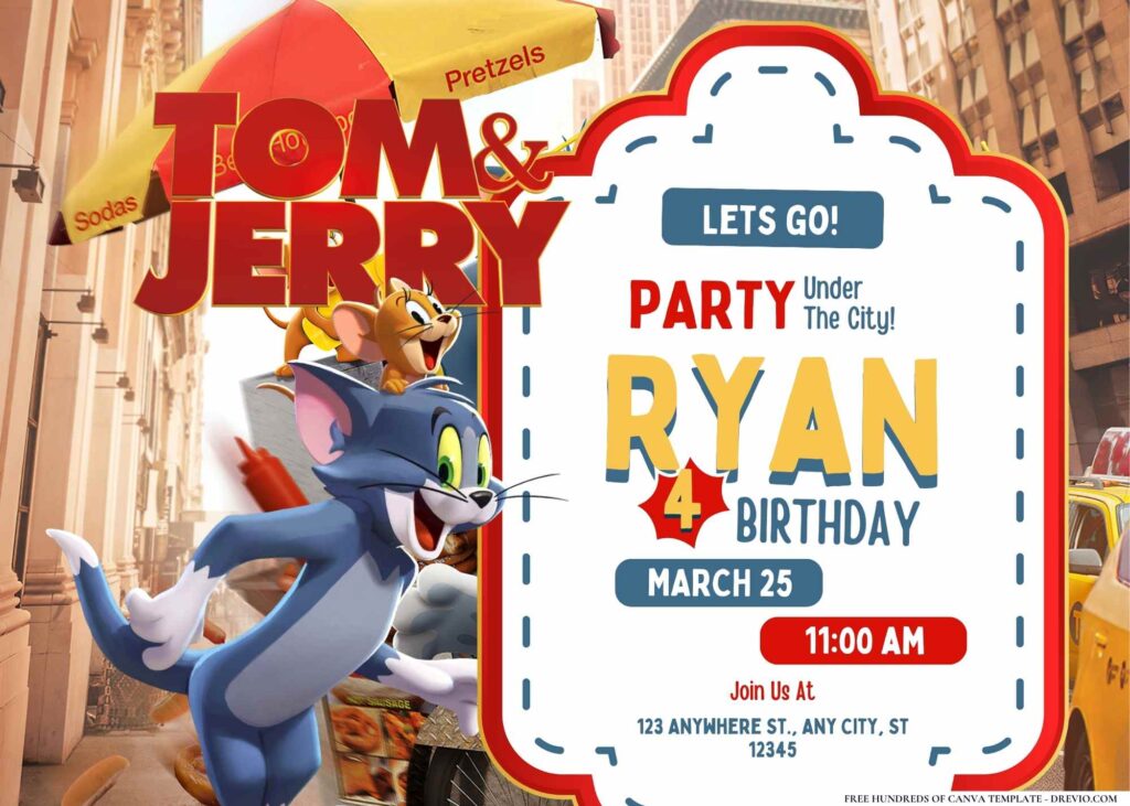 FREE Editable Tom & Jerry Birthday Invitation
