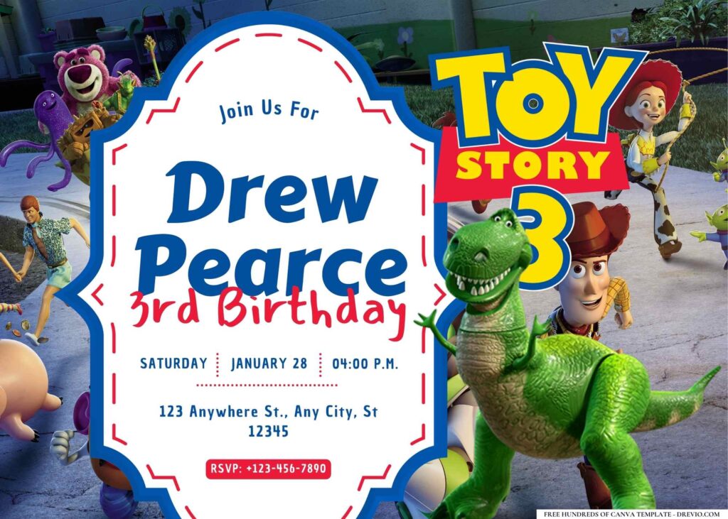 FREE Editable Toy Story 3 Birthday Invitation