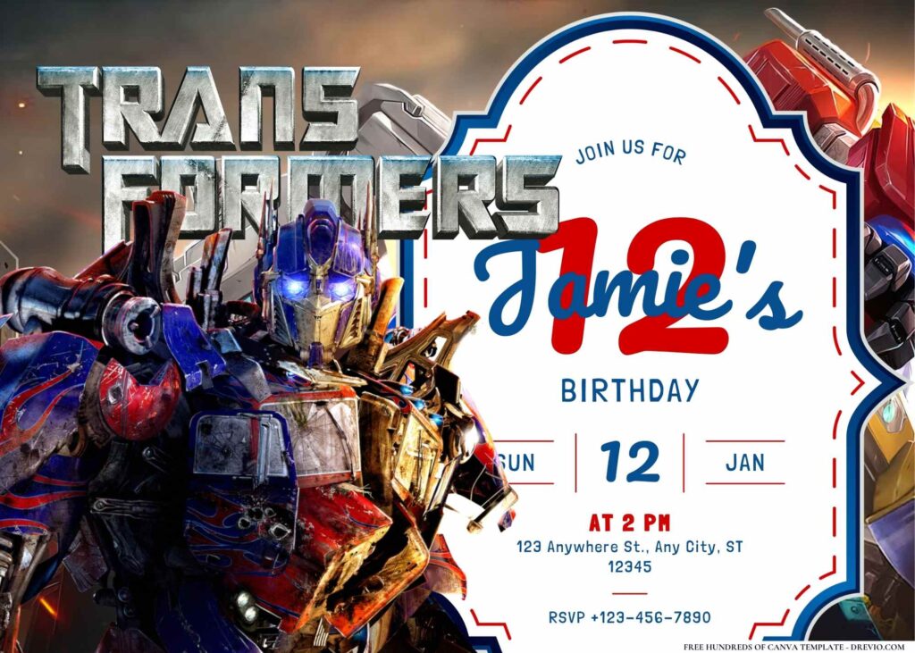 FREE Editable Transformers Birthday Invitation