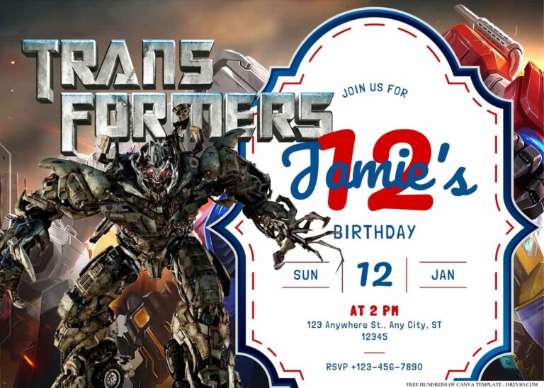 FREE Editable Transformers Birthday Invitation