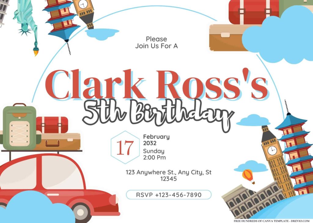 FREE Editable Traveler Birthday Invitation