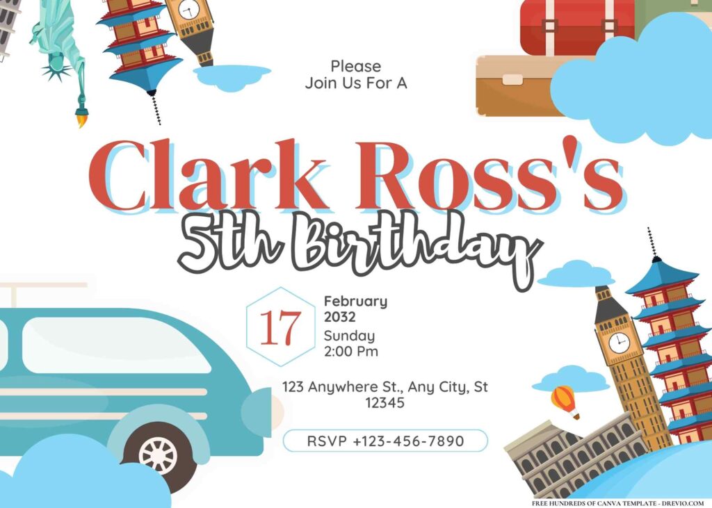 FREE Editable Traveler Birthday Invitation