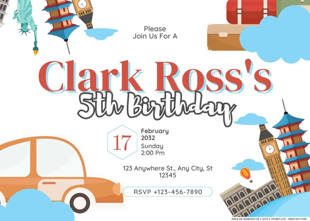 FREE Editable Traveler Birthday Invitation