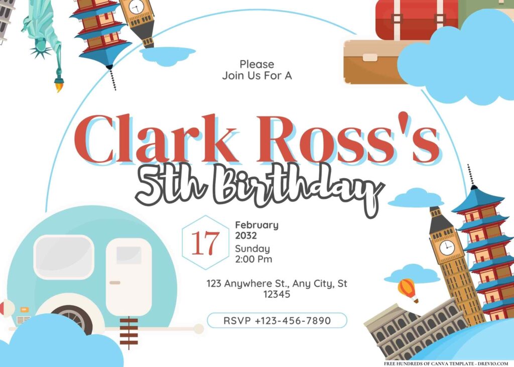 FREE Editable Traveler Birthday Invitation