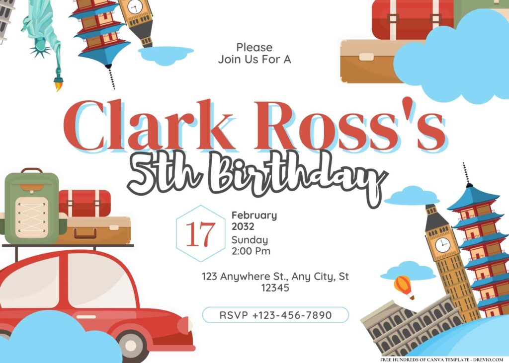FREE Editable Traveler Birthday Invitation