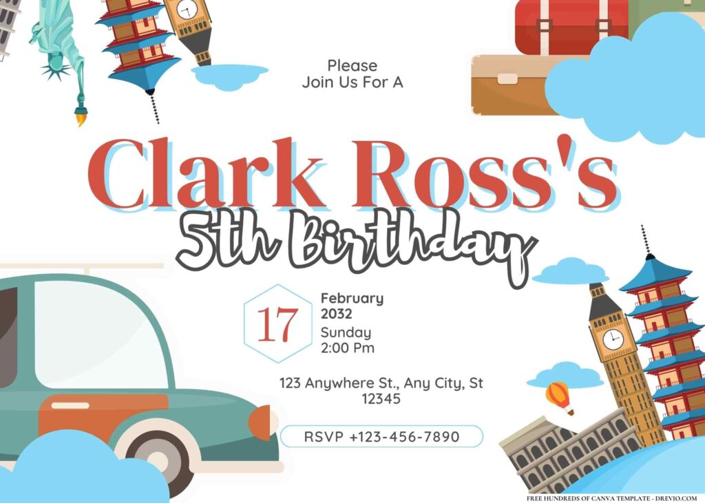 FREE Editable Traveler Birthday Invitation
