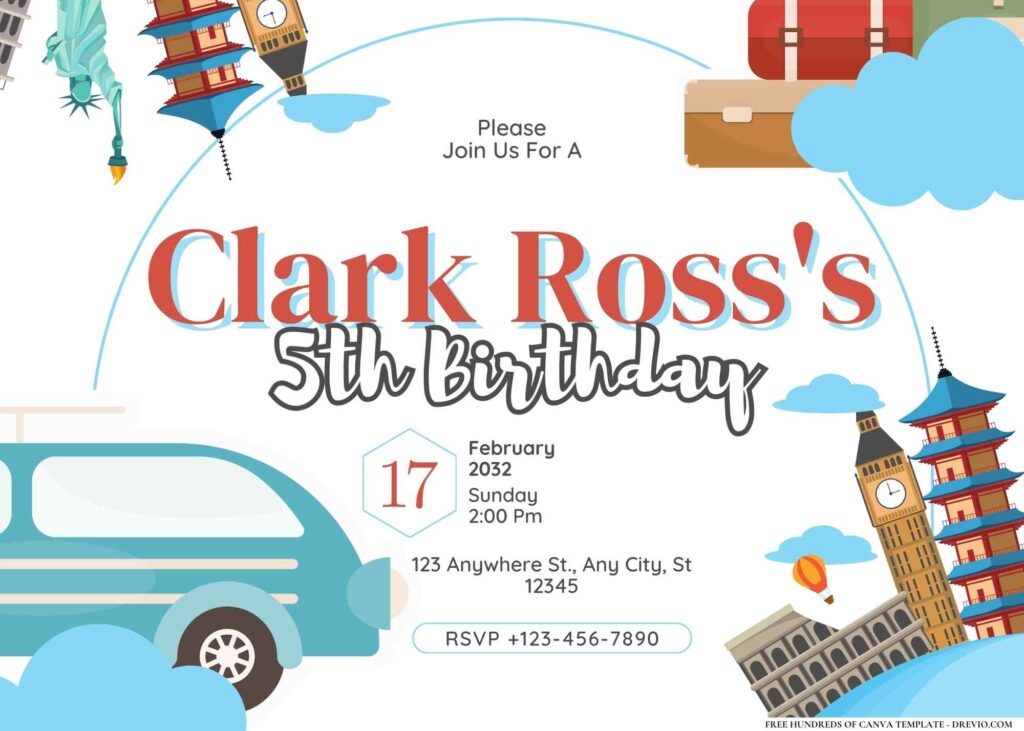 FREE Editable Traveler Birthday Invitation