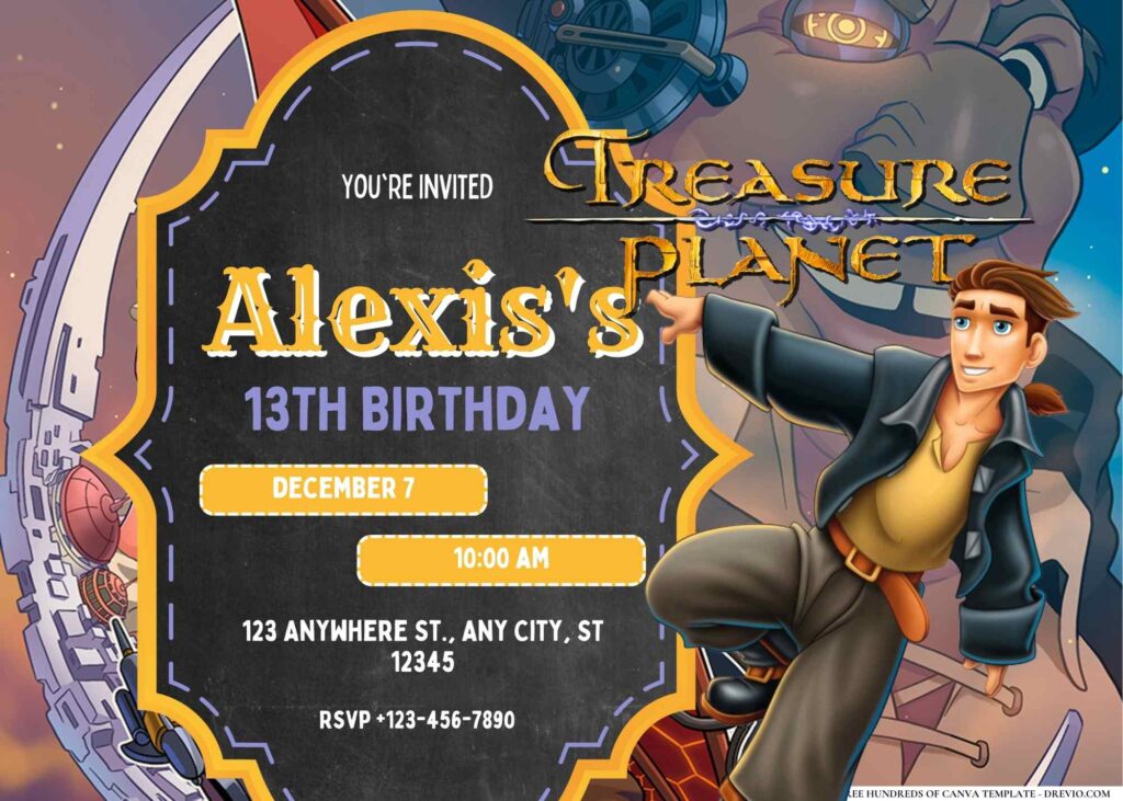 FREE Editable Treasure Planet Birthday Invitation