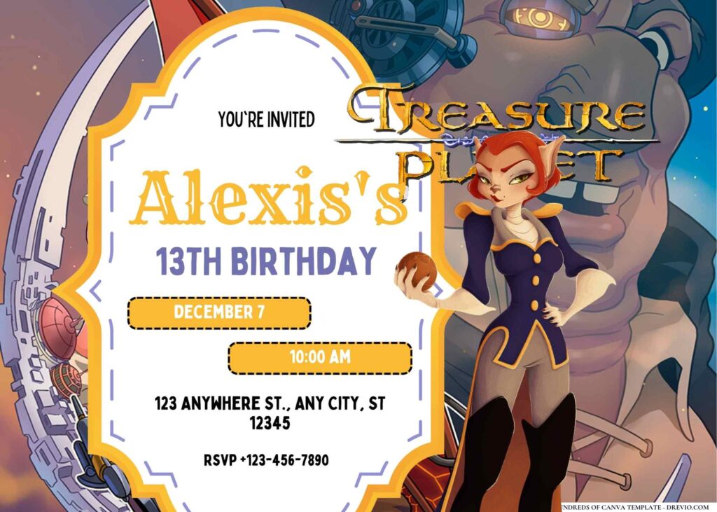 FREE Editable Treasure Planet Birthday Invitation