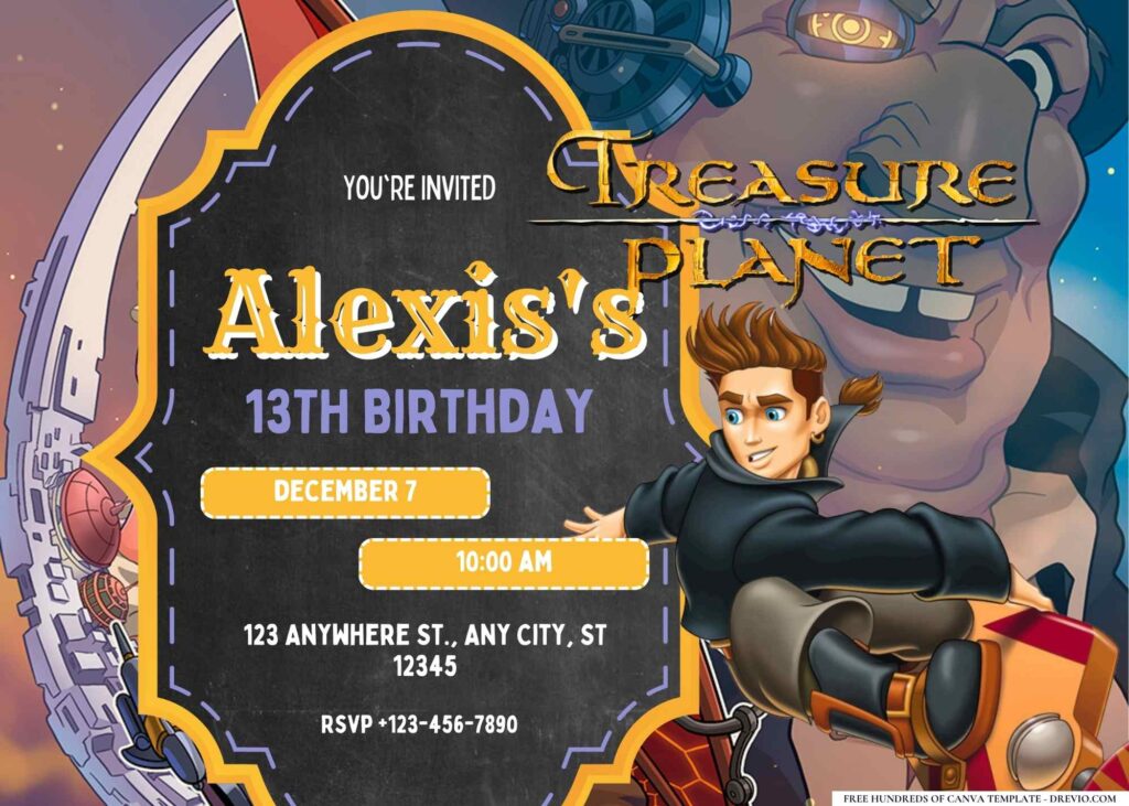 FREE Editable Treasure Planet Birthday Invitation