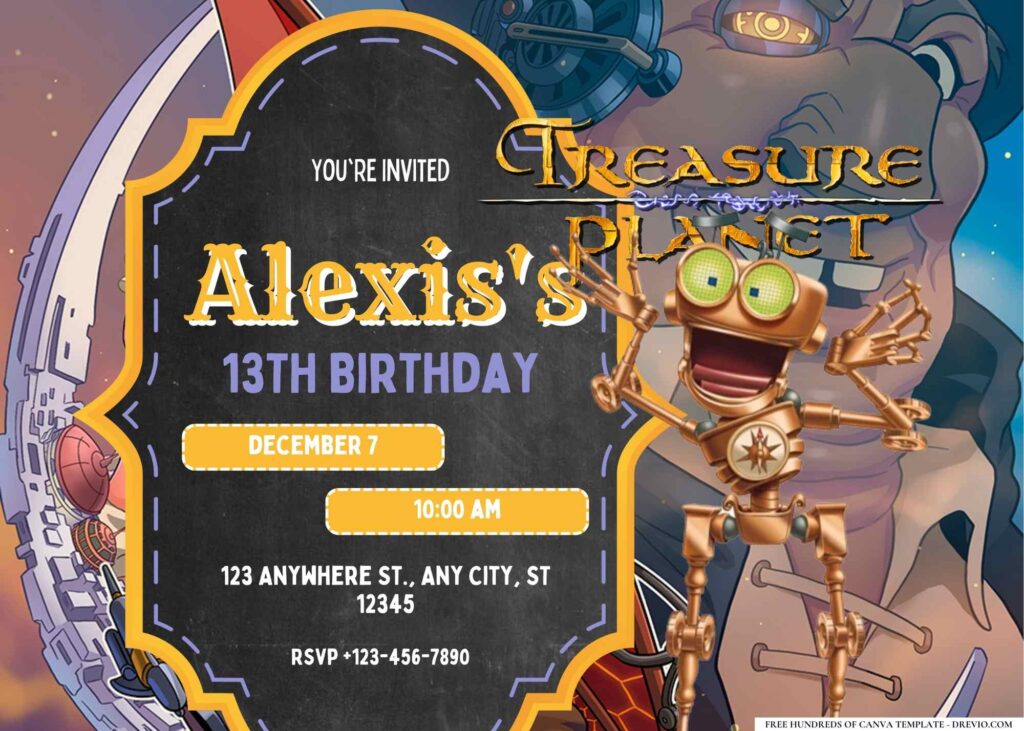 FREE Editable Treasure Planet Birthday Invitation