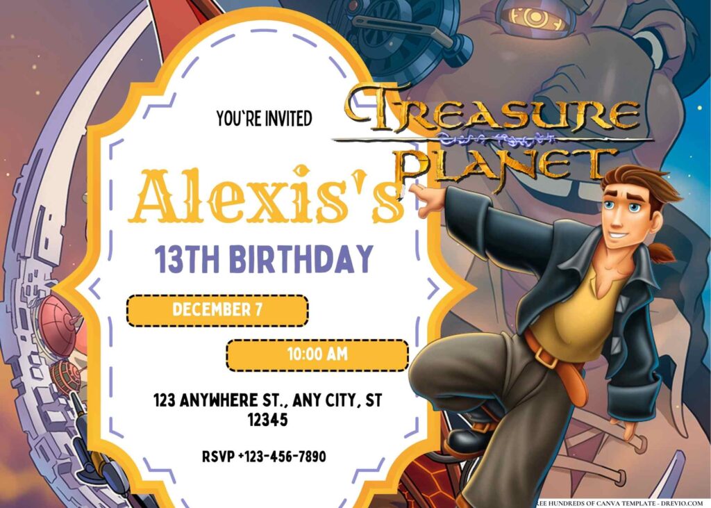 FREE Editable Treasure Planet Birthday Invitation