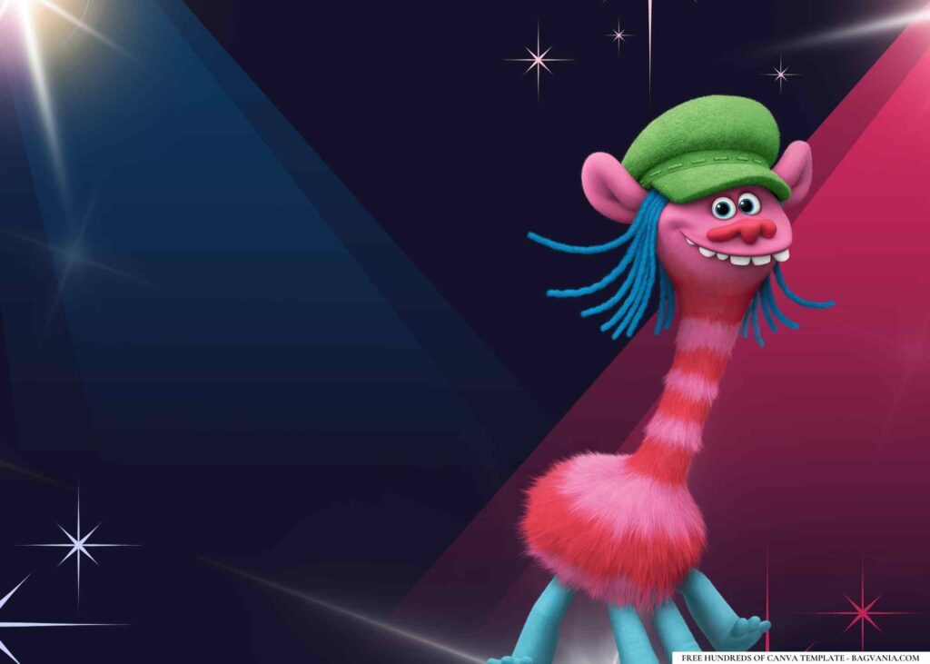 FREE Trolls World Tour Birthday Canva Templates 12