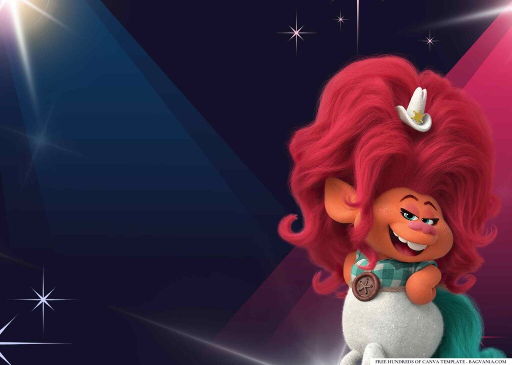 FREE Trolls World Tour Birthday Canva Templates 8
