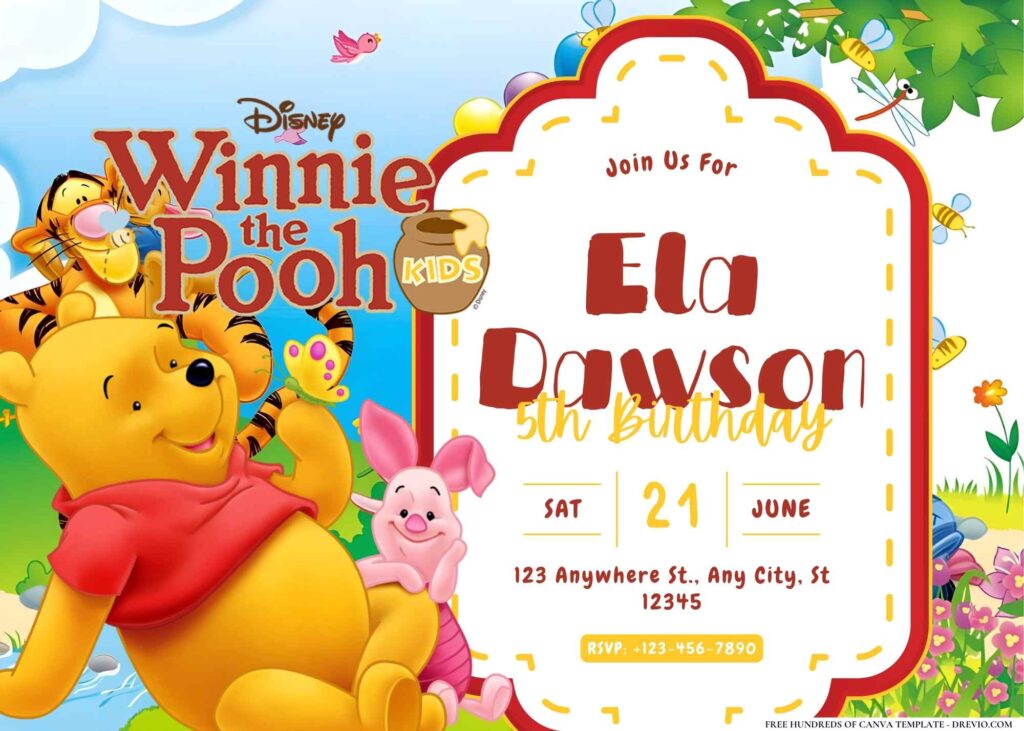 FREE Editable Winnie the Pooh Birthday Invitation