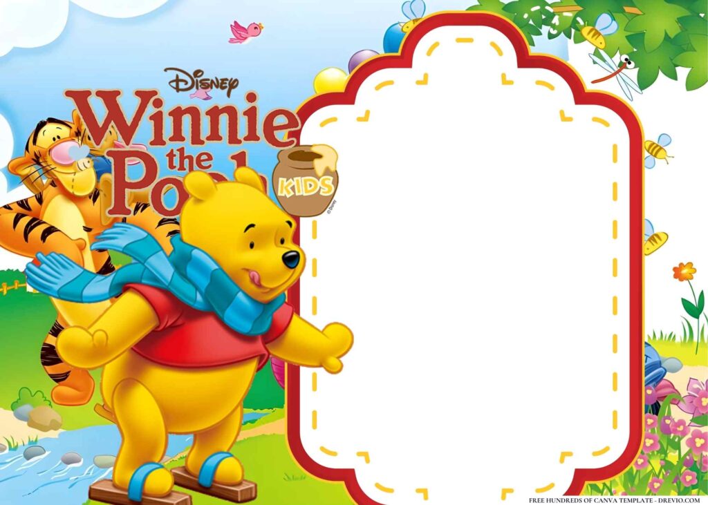 FREE Winnie the Pooh Birthday Canva Templates 10 1