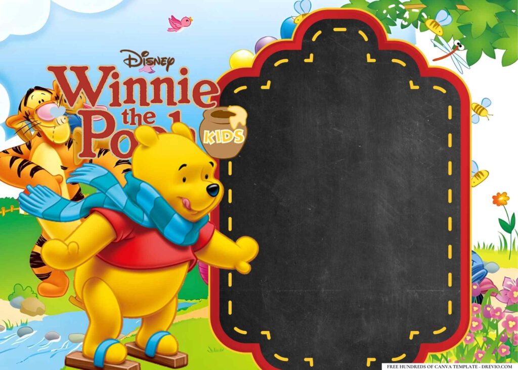 FREE Winnie the Pooh Birthday Canva Templates 12 1