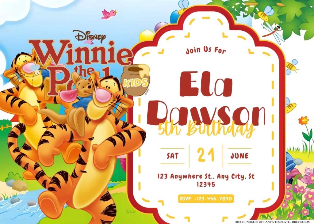 FREE Editable Winnie the Pooh Birthday Invitation